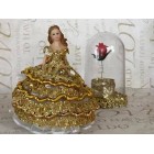 Beauty and The Beast Belle Cake Figurine with Rose Dome Favor for Birthday Wedding Sweet 16